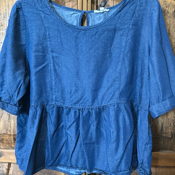 Denim polka dot peplum top - Picture 1 of 5